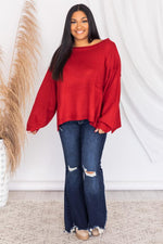 Load image into Gallery viewer, Cozy Up Pocket Red Sweater
