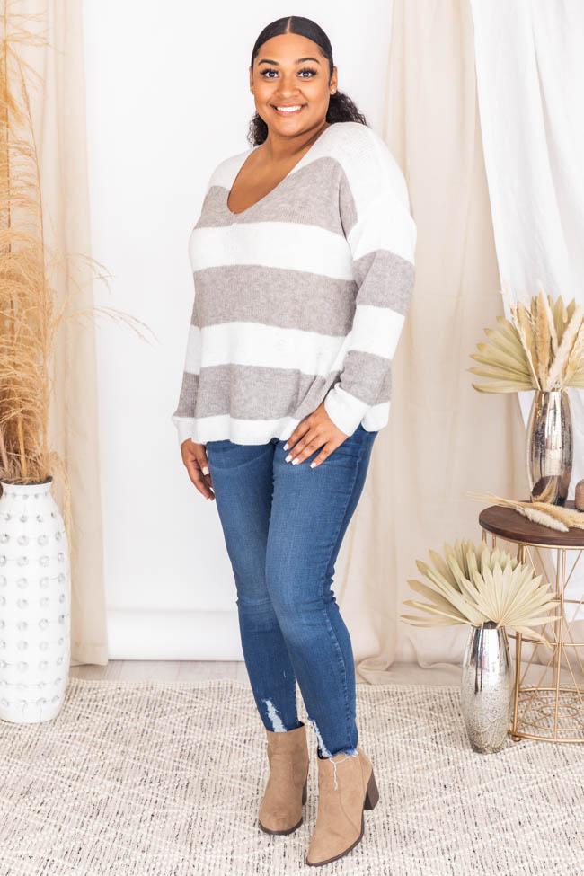 Charade Of Love Striped Grey Sweater