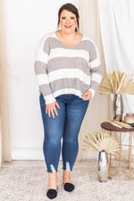 Load image into Gallery viewer, Charade Of Love Striped Grey Sweater
