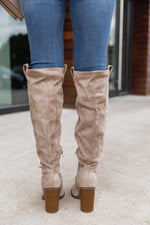 Ladda upp bild till gallerivisning, Hadley Beige Tall Suede Knee Boots
