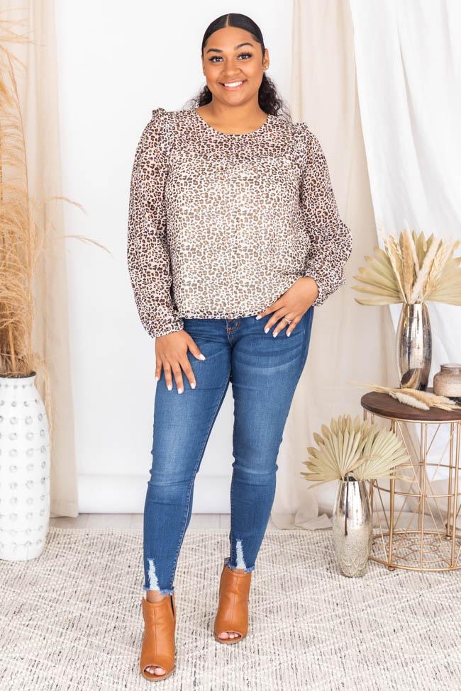 Everyday Blessing Brown Animal Print Blouse