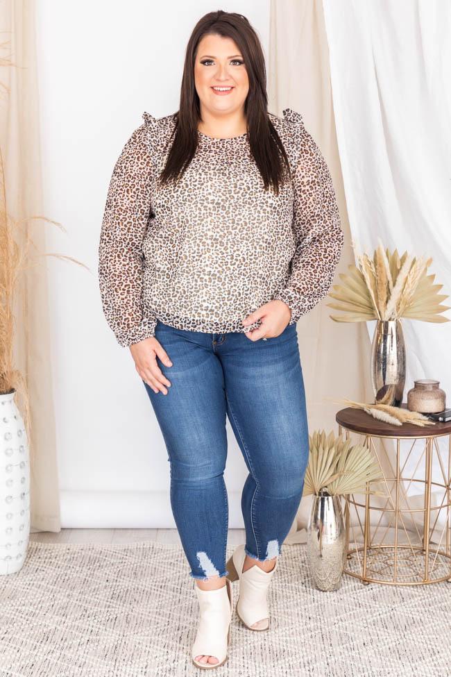 Everyday Blessing Brown Animal Print Blouse