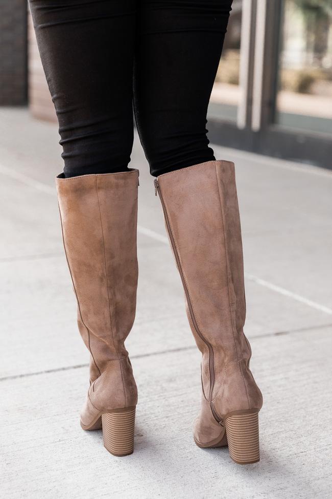 Susan Taupe Block Heel Tall Boots