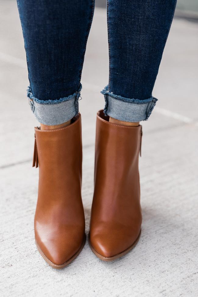 Randi Camel Snakeskin Leather Booties