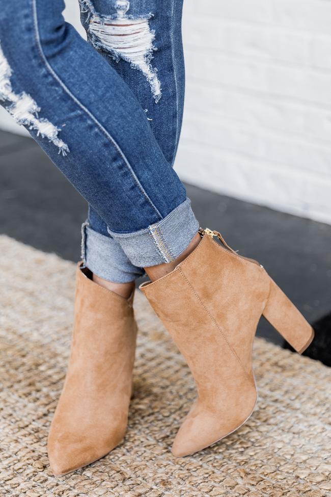 Tamera Brown Suede Pointed Toe Booties