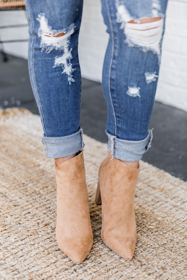 Tamera Brown Suede Pointed Toe Booties