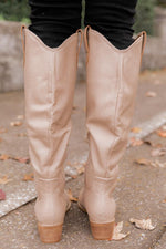 Cargar imagen en el visor de la galería, Charlie Taupe Tall Leather Pointed Toe Boots
