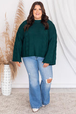 Afbeelding in Gallery-weergave laden, Caught By Surprise Green Cable Knit Sweater
