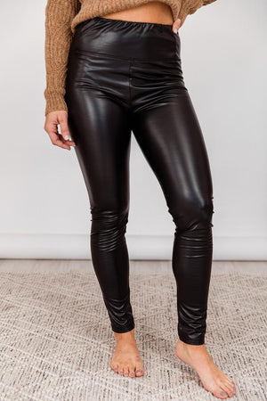 CAITLIN COVINGTON X PINK LILY The Coco Black Leather Leggings