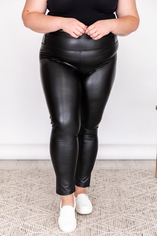 CAITLIN COVINGTON X PINK LILY The Coco Black Leather Leggings