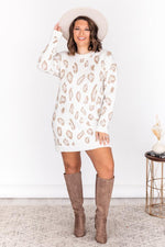 Ladda upp bild till gallerivisning, CAITLIN COVINGTON X PINK LILY The Lizzie Ivory Animal Print Sweater Dress
