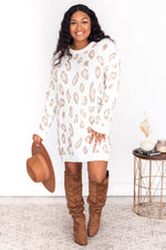 Ladda upp bild till gallerivisning, CAITLIN COVINGTON X PINK LILY The Lizzie Ivory Animal Print Sweater Dress
