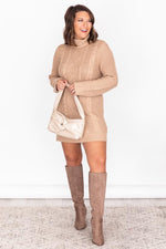 Load image into Gallery viewer, CAITLIN COVINGTON X PINK LILY The Carla Mocha Cable Knit Sweater Dress
