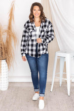 Load image into Gallery viewer, All I Ever Wanted Black/Ivory Plaid Button Front Blouse
