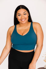 Cargar imagen en el visor de la galería, Exceed My Expectations Teal V-Neck Cropped Bra Top
