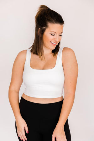 Accomplish a Goal White Square Neck Cropped Bra Top