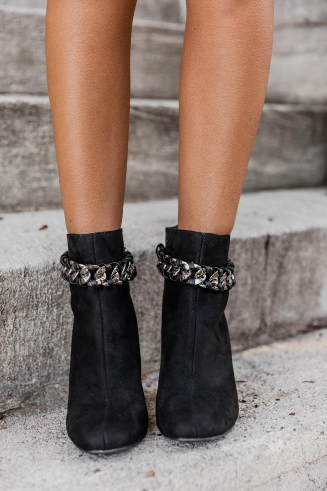 Aubrey Black Chain Suede Booties