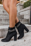 Aubrey Black Chain Suede Booties