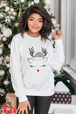 Lataa kuva Galleria-katseluun, Leopard Print Reindeer Lady White Graphic Sweatshirt
