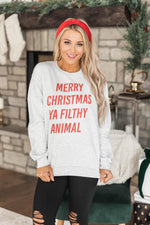 Lade das Bild in den Galerie-Viewer, Merry Christmas Ya Filthy Animal Graphic Sweatshirt
