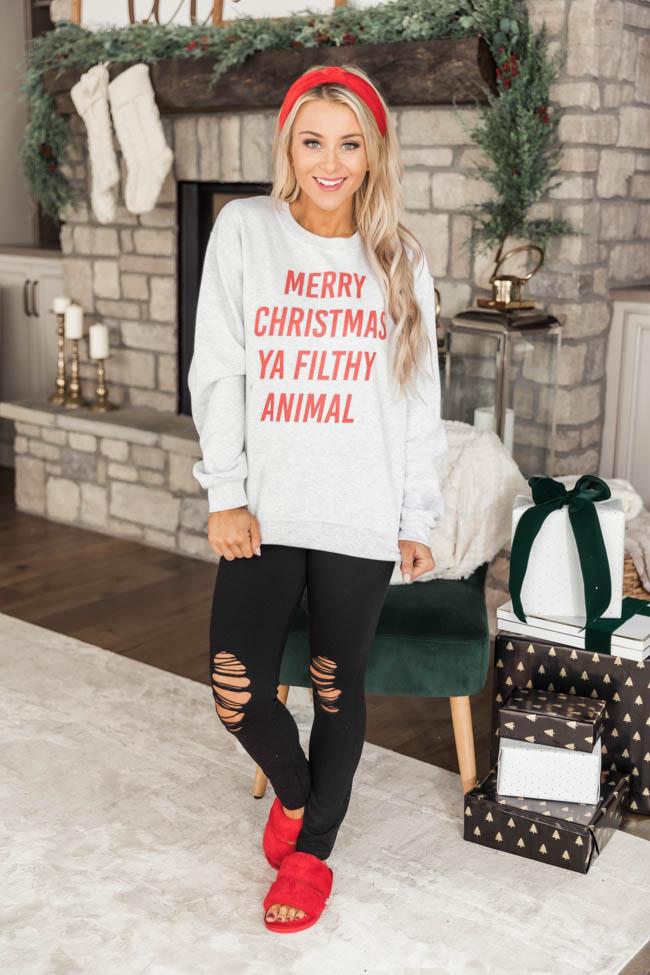 Merry Christmas Ya Filthy Animal Graphic Sweatshirt