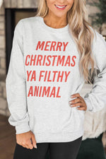 Lade das Bild in den Galerie-Viewer, Merry Christmas Ya Filthy Animal Graphic Sweatshirt
