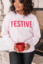 Carica l&#39;immagine nel visualizzatore di Gallery, Festive Light Pink Graphic Sweatshirt
