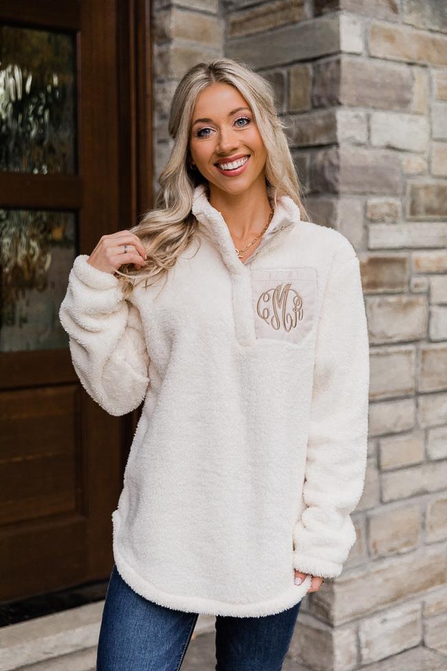 All Snowed In Monogram Light Beige Pullover