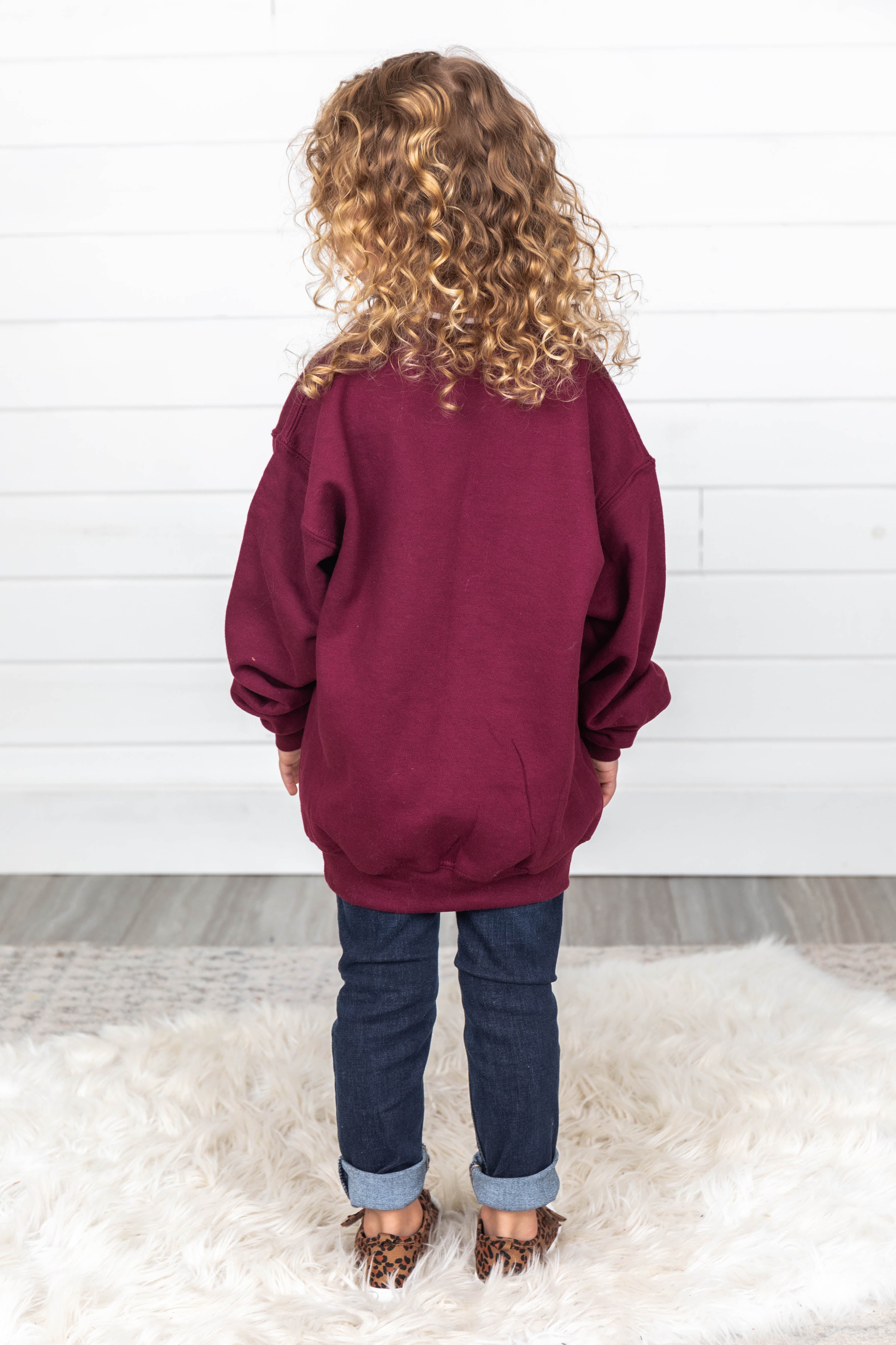 Kids Animal Print Pumpkin Graphic Maroon Sweatshirt