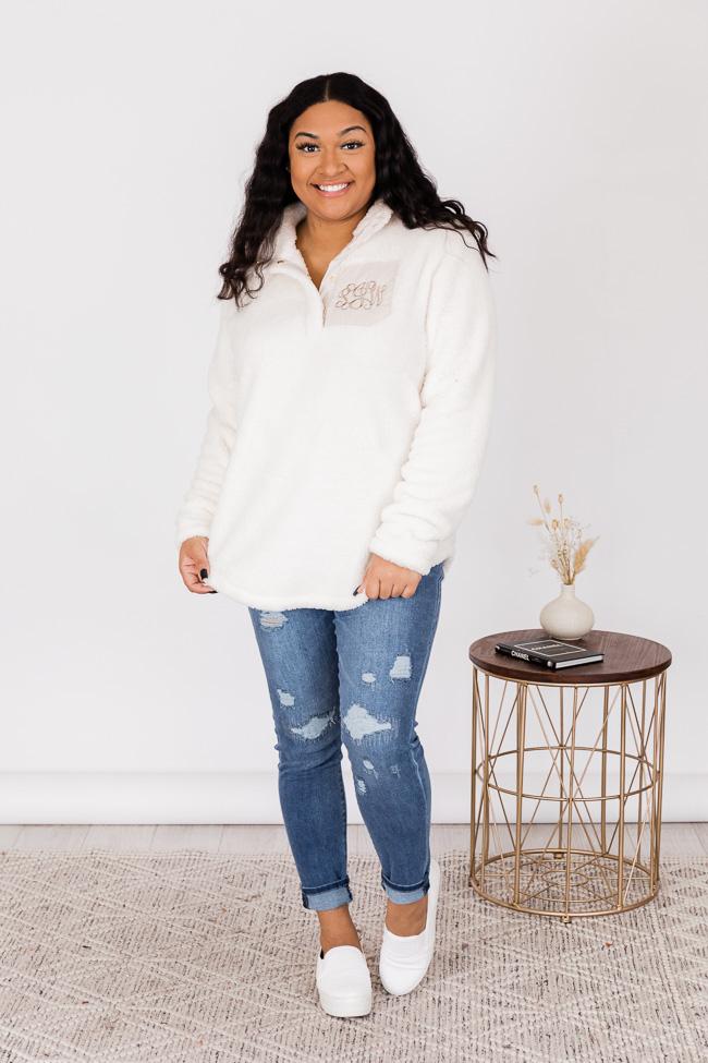 All Snowed In Monogram Light Beige Pullover