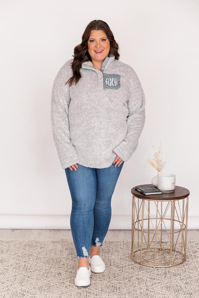 All Snowed In Monogram Grey Pullover