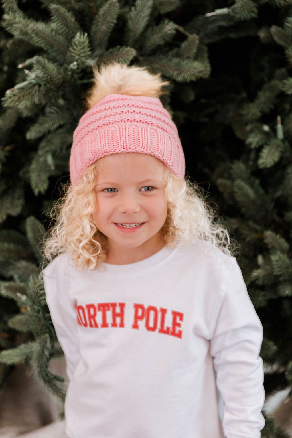 Kids North Pole Varsity White Graphic Sweatshirt