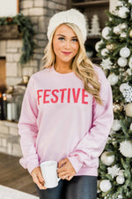 Carica l&#39;immagine nel visualizzatore di Gallery, Festive Light Pink Graphic Sweatshirt
