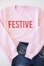 Carica l&#39;immagine nel visualizzatore di Gallery, Festive Light Pink Graphic Sweatshirt
