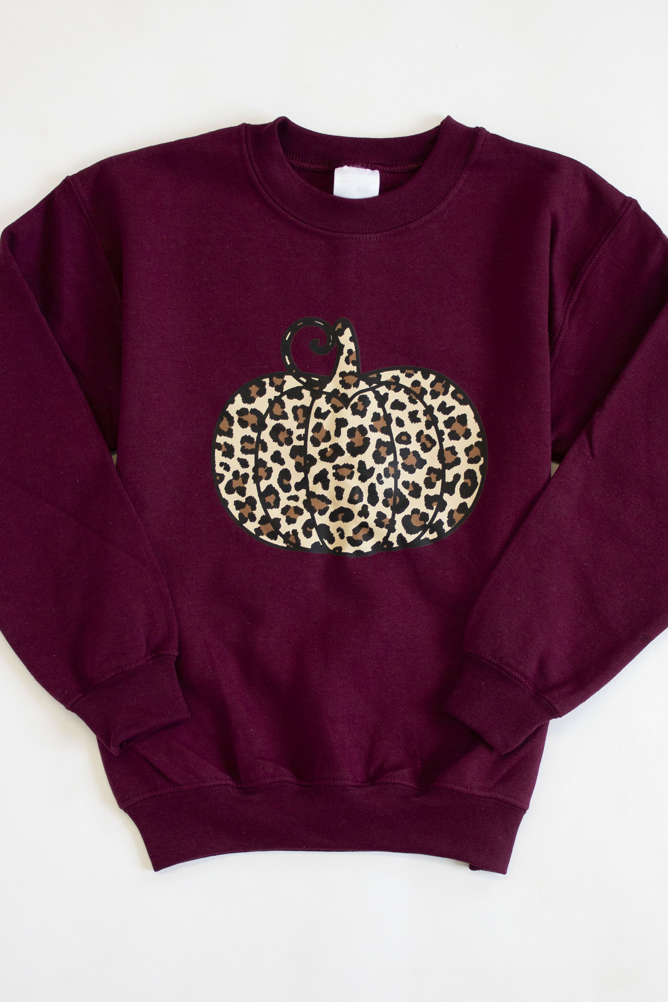 Kids Animal Print Pumpkin Graphic Maroon Sweatshirt